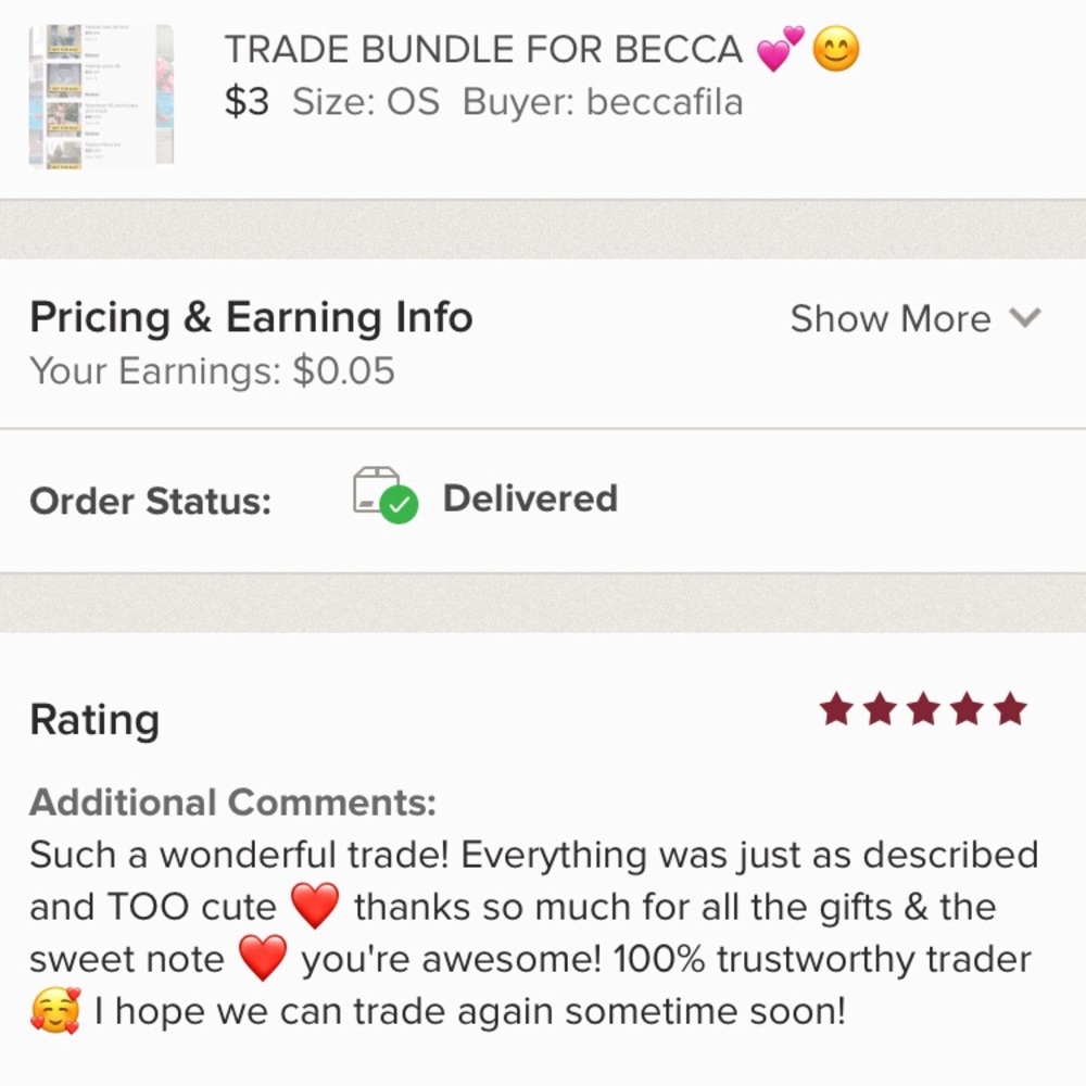 Successful trade with the beautiful Becca!